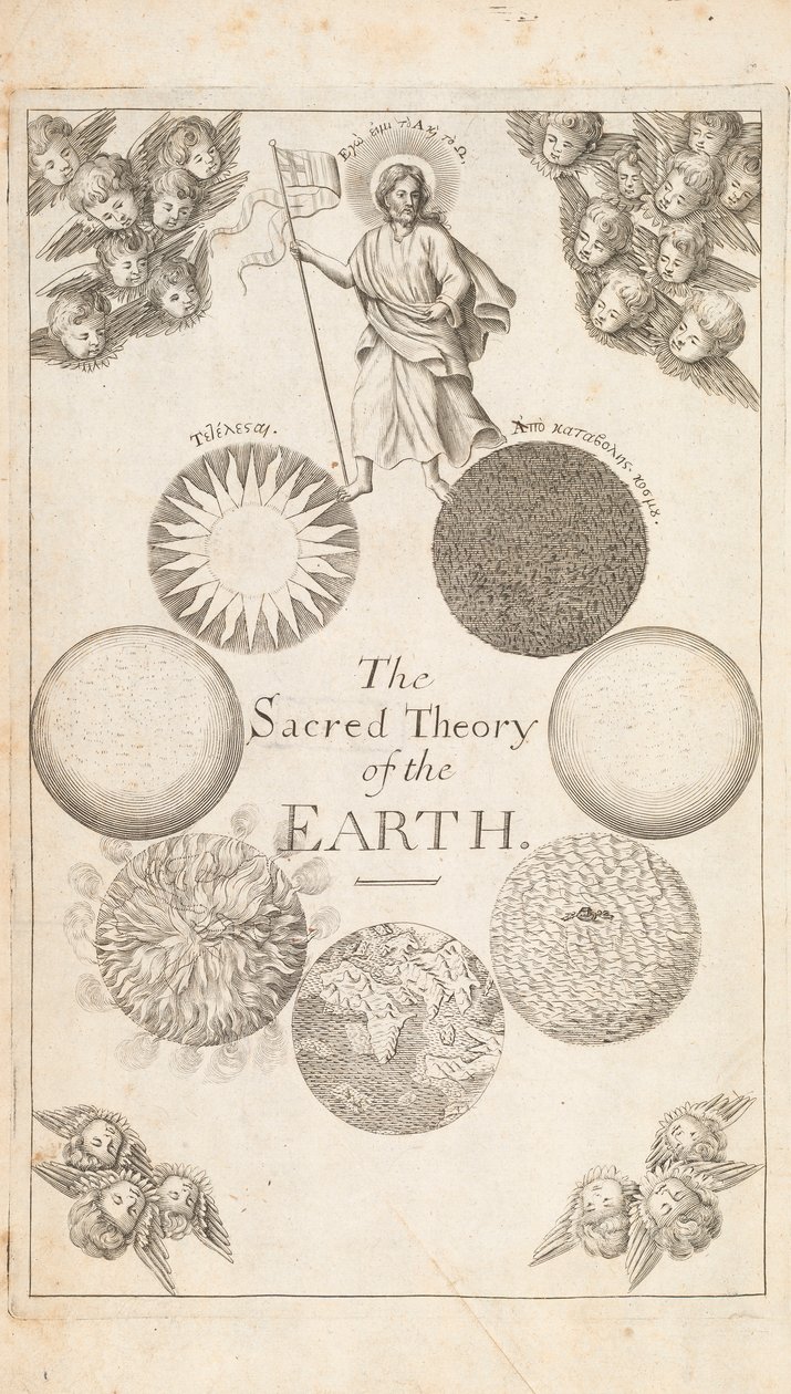 Frontispis z Teorie Země od Thomase Burneta, Londýn, 1684 od English School