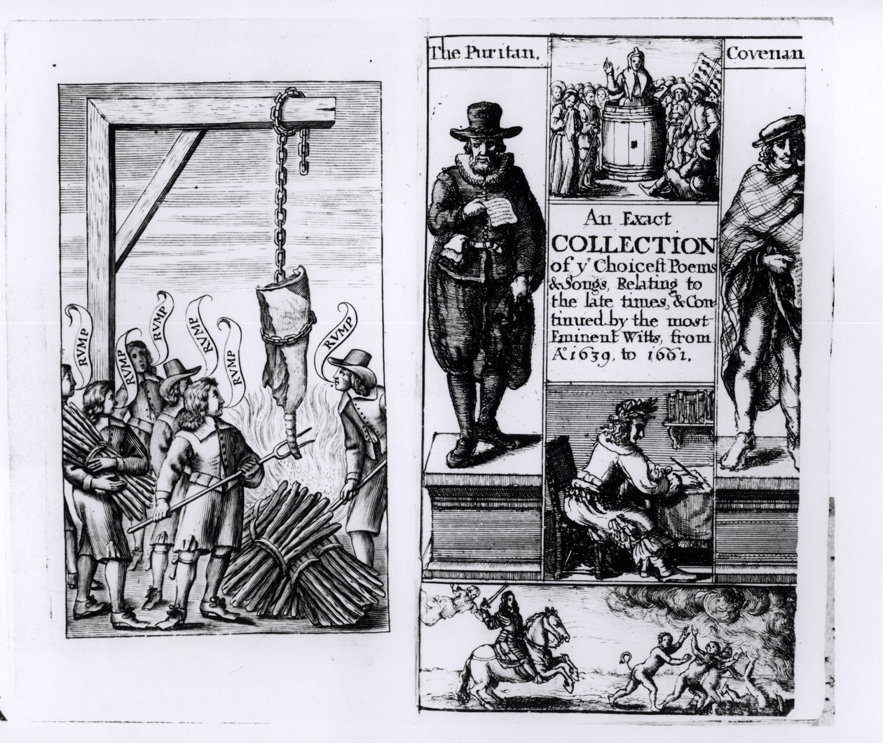 Frontispis k přesné sbírce nejvybranějších básní a písní z let 1639-1661 od English School