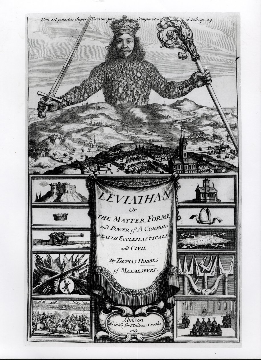 Frontispis k Leviathanovi aneb hmota, forma a moc společného církevního a občanského bohatství, 1651, Thomas Hobbes (1588-1679) z Malmesbury od English School