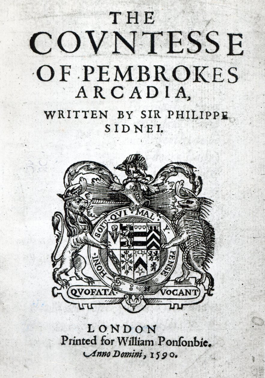 Frontispis k Arkádii hraběnky z Pembroku od sira Philipa Sidneyho, 1590 od English School