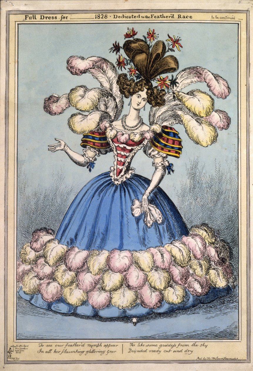 Kompletní šaty za 1828? Věnováno opeřenému dostihu, hospoda. Londýn, 1828 (ručně kolorovaná rytina) od English School