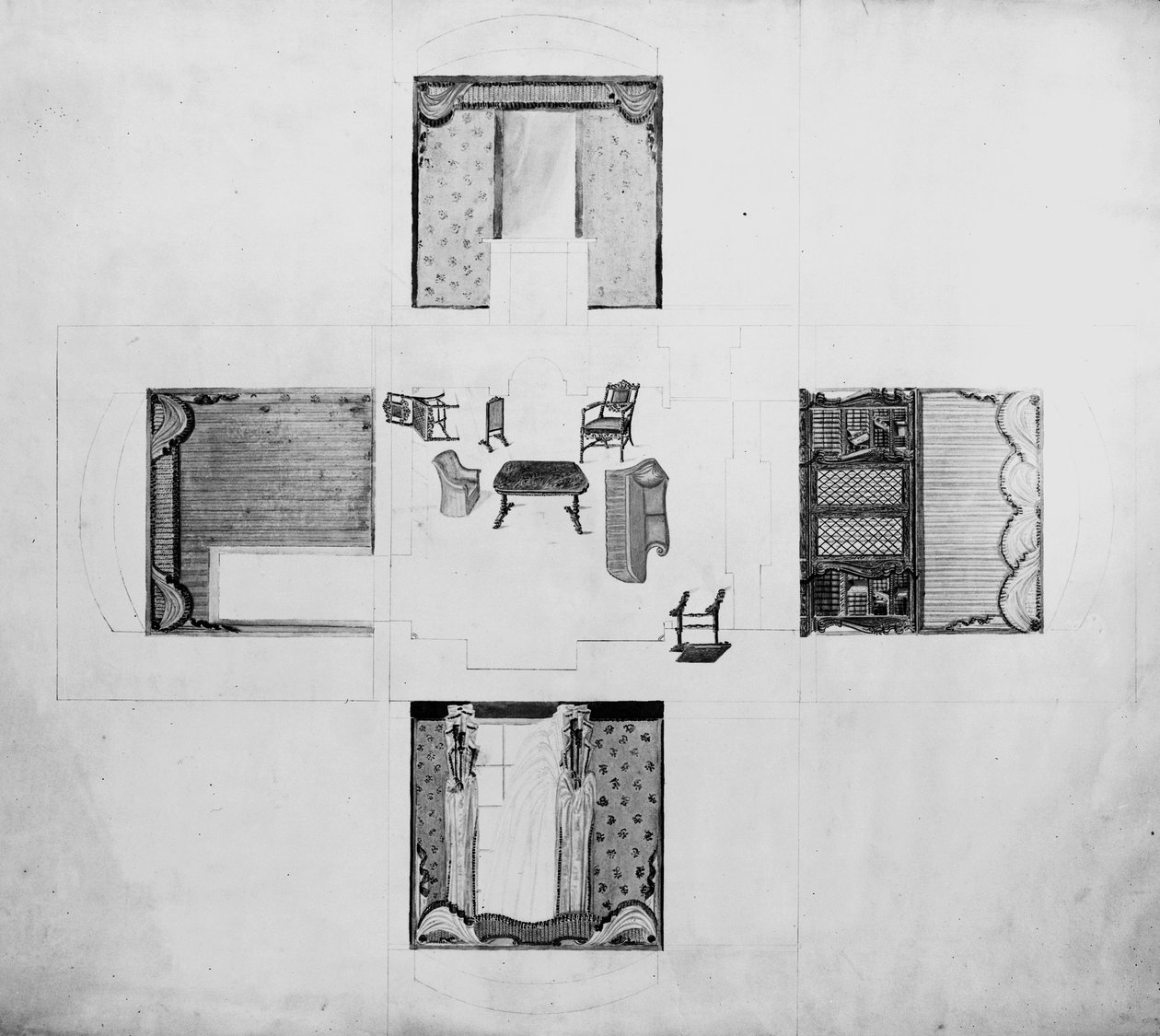 Vybavení malého obývacího pokoje, Gillows and Co, 1822 od English School