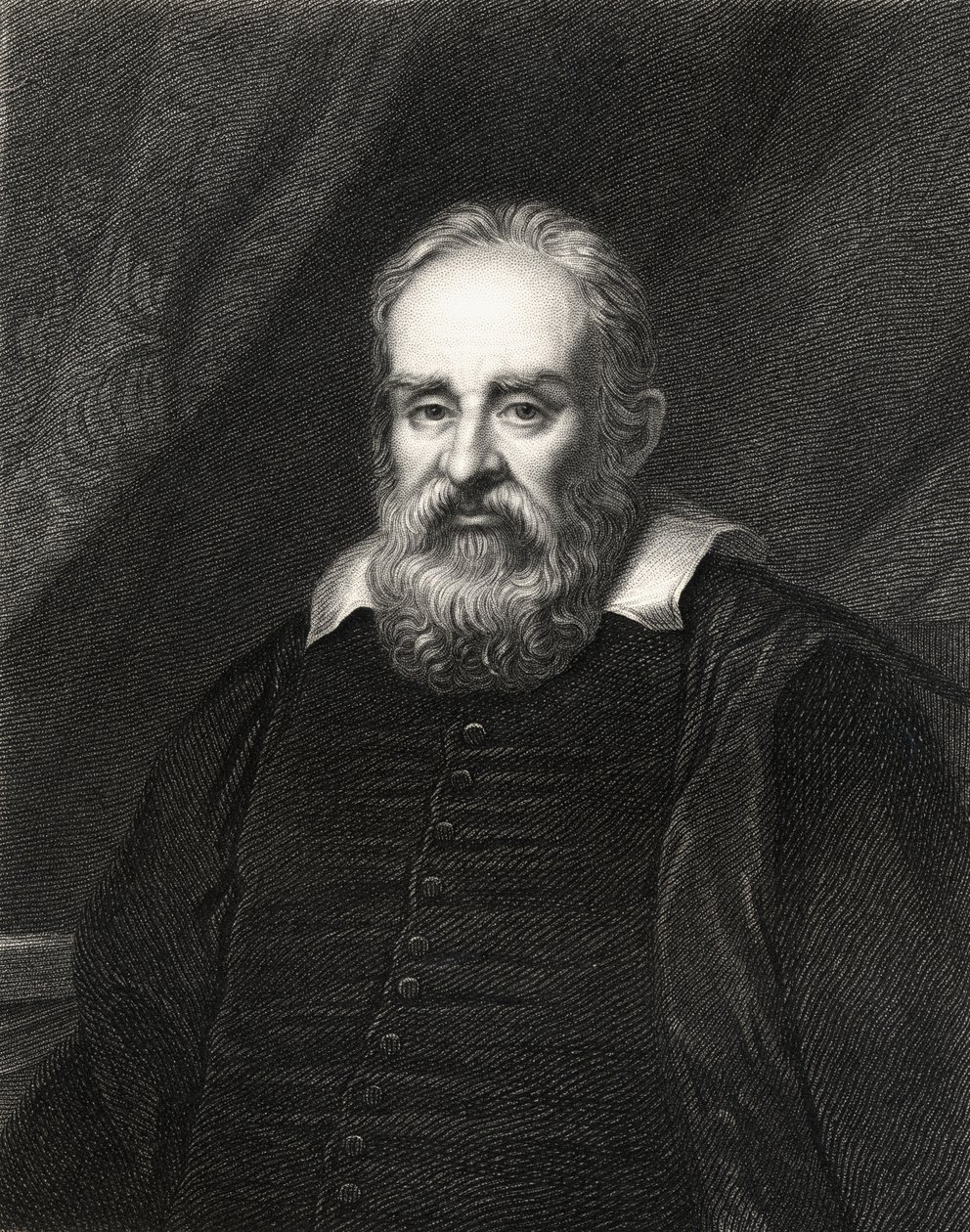 Galileo Galilei (1564-1642) z Galerie portrétů, publikoval 1833 od English School