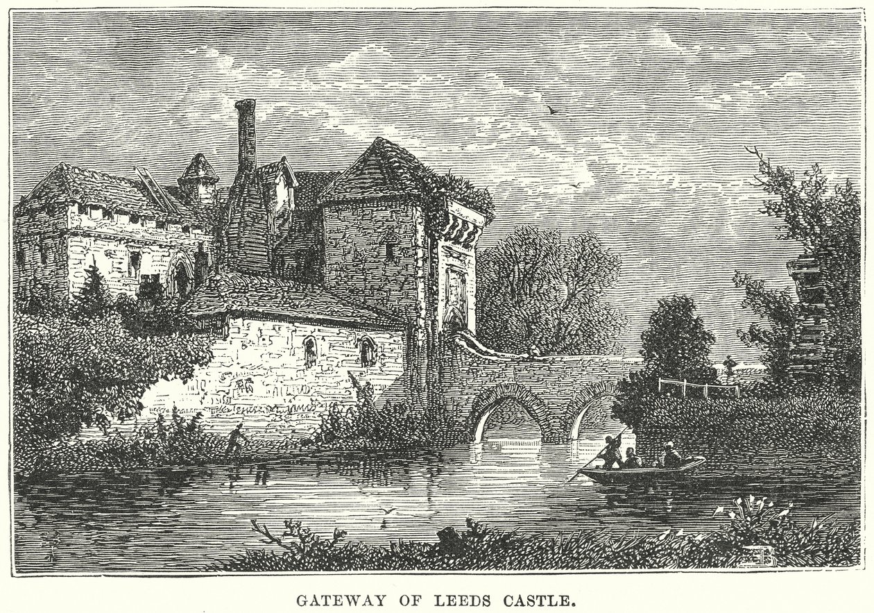 Brána hradu Leeds (rytina) od English School