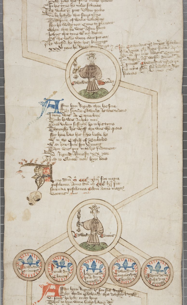 Genealogická role anglických králů, kolem 1440-79 (pero a inkoust na pergamenu) od English School