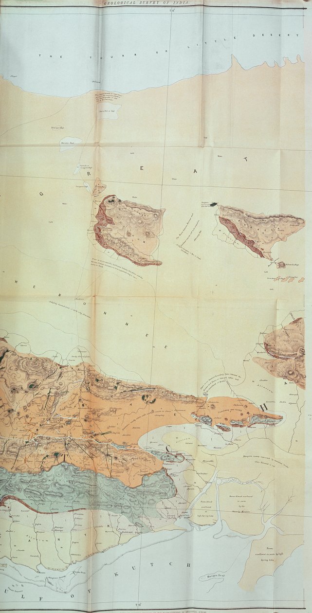 Geologická mapa pouště Cutch, 1870 od English School