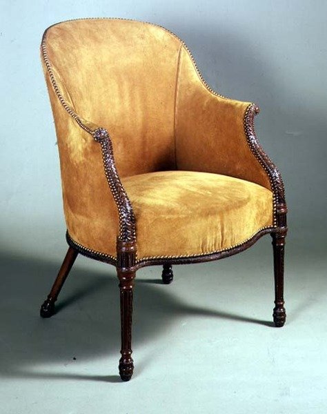 Židle George III Bergere, konec 18. století (mahagon a čalounění) od English School