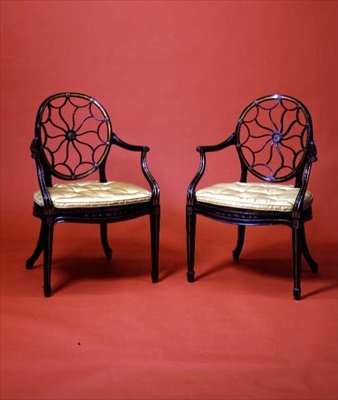 Ebonizovaná a zlacená křesla George III ve stylu Chippendale, konec 18. století od English School