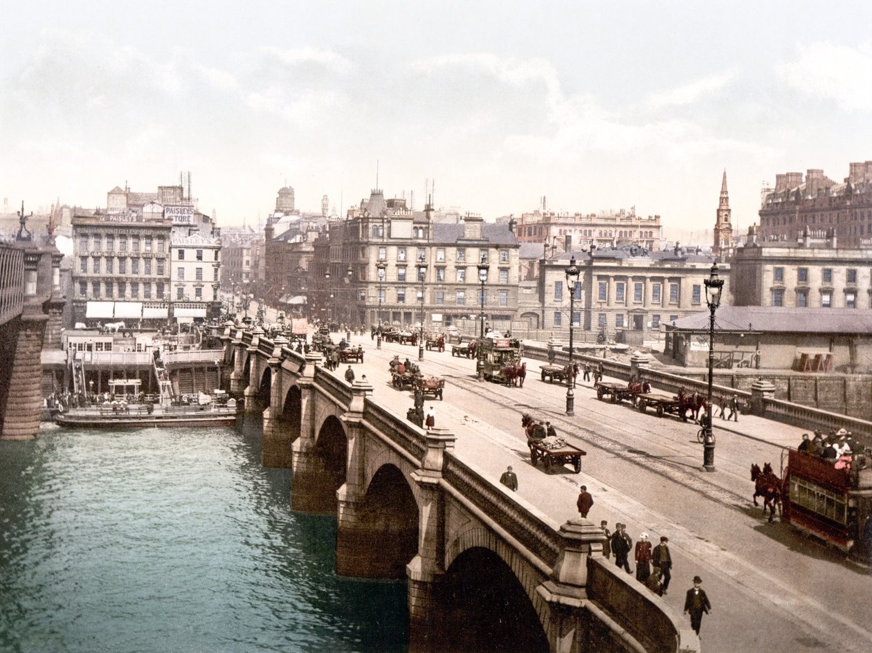 Glasgow Bridge (ručně kolorovaná fotografie) od English School
