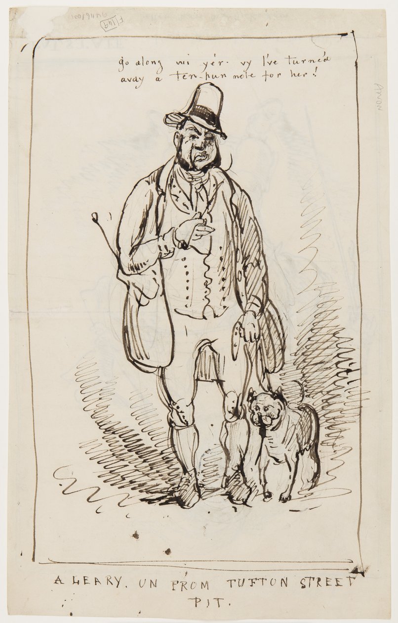 Jdi spolu, Vy, obrátil jsem se na ni s desetibodovými hříčkami! Leary un z Tufton Street Pit, kolem roku 1825 od English School