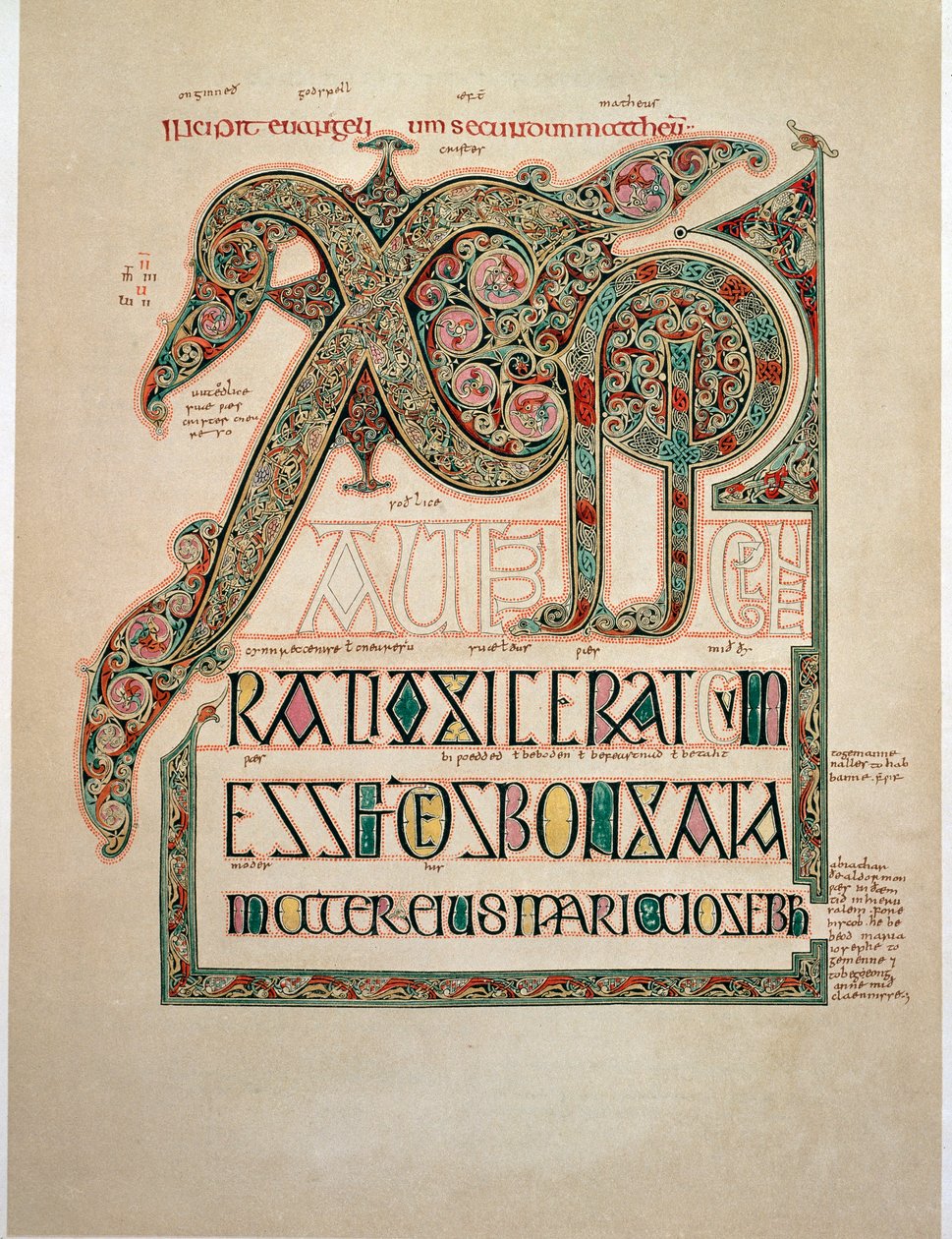 Evangelium podle svatého Matouše, strana druhého incipitu (1 od English School