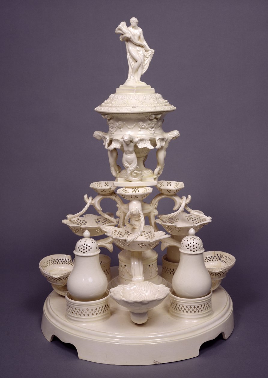 Grand Plat de Menage nebo, střed stolu, Leeds Pottery, c.1780 (krémové nádobí) od English School