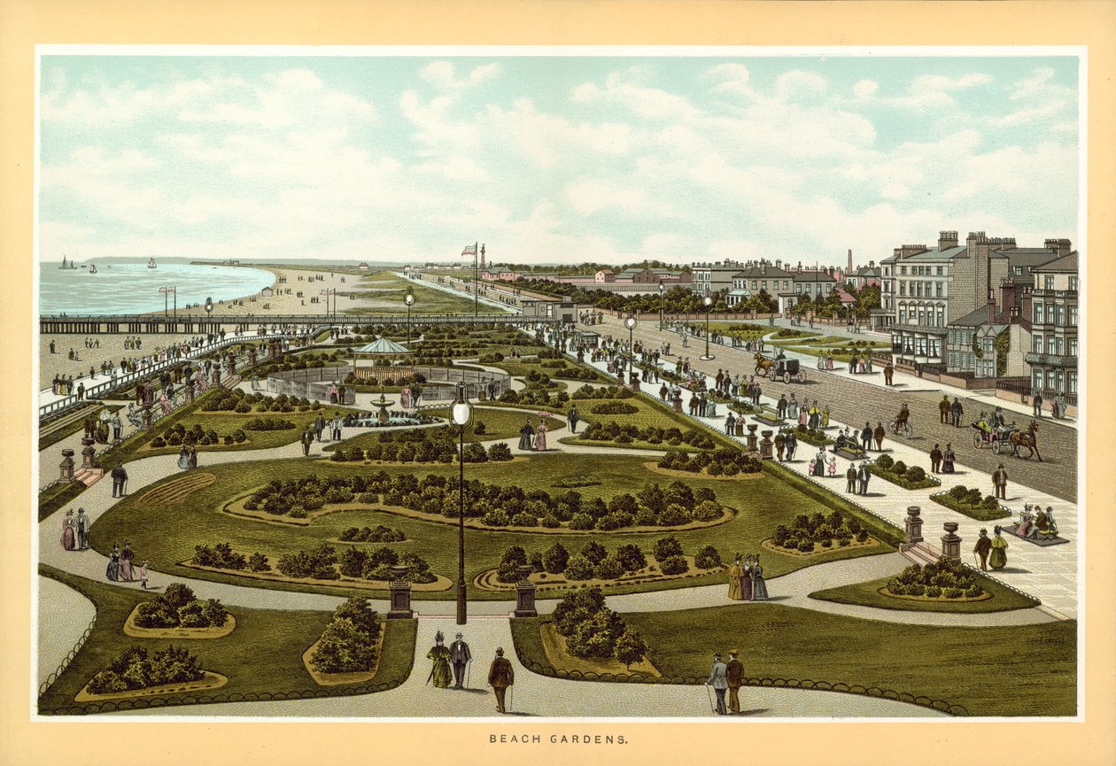Great Yarmouth: Beach Gardens (barevná litografie) od English School