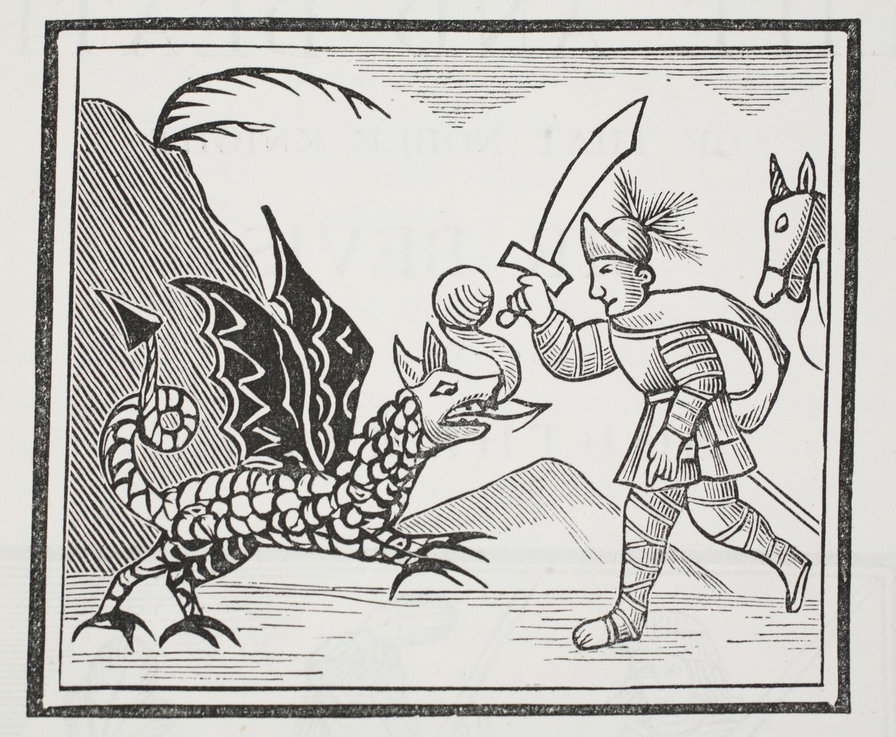 Guy and the Northumbrian Dragon, ilustrace z Chap-books of the Eighteenth Century od Johna Ashtona, pub. 1882 od English School