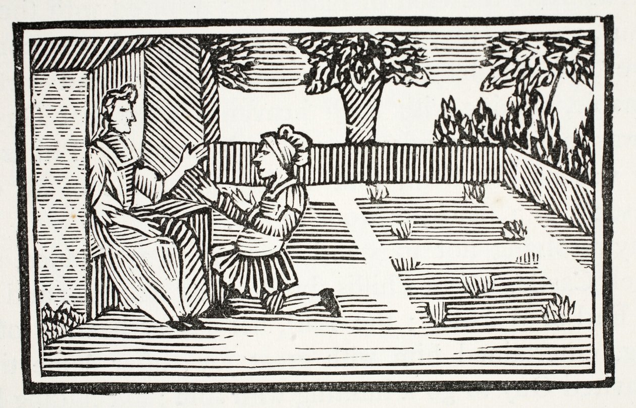 Guy Courts Fair Phyllis, ilustrace z Kapitoly osmnáctého století od Johna Ashtona, hospoda. 1882 od English School