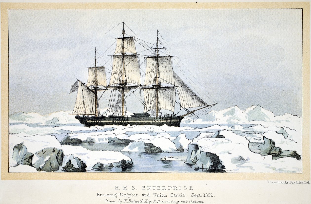 HMS Enterprise vstupuje do Dolphin a Union Strait, září 1852 od English School