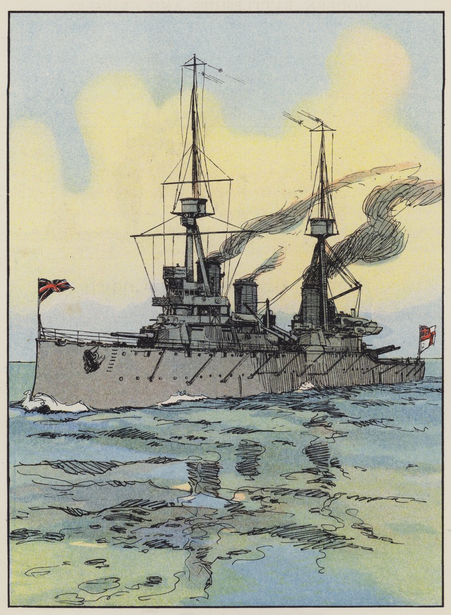 HMS Indomitable (barevná litografie) od English School