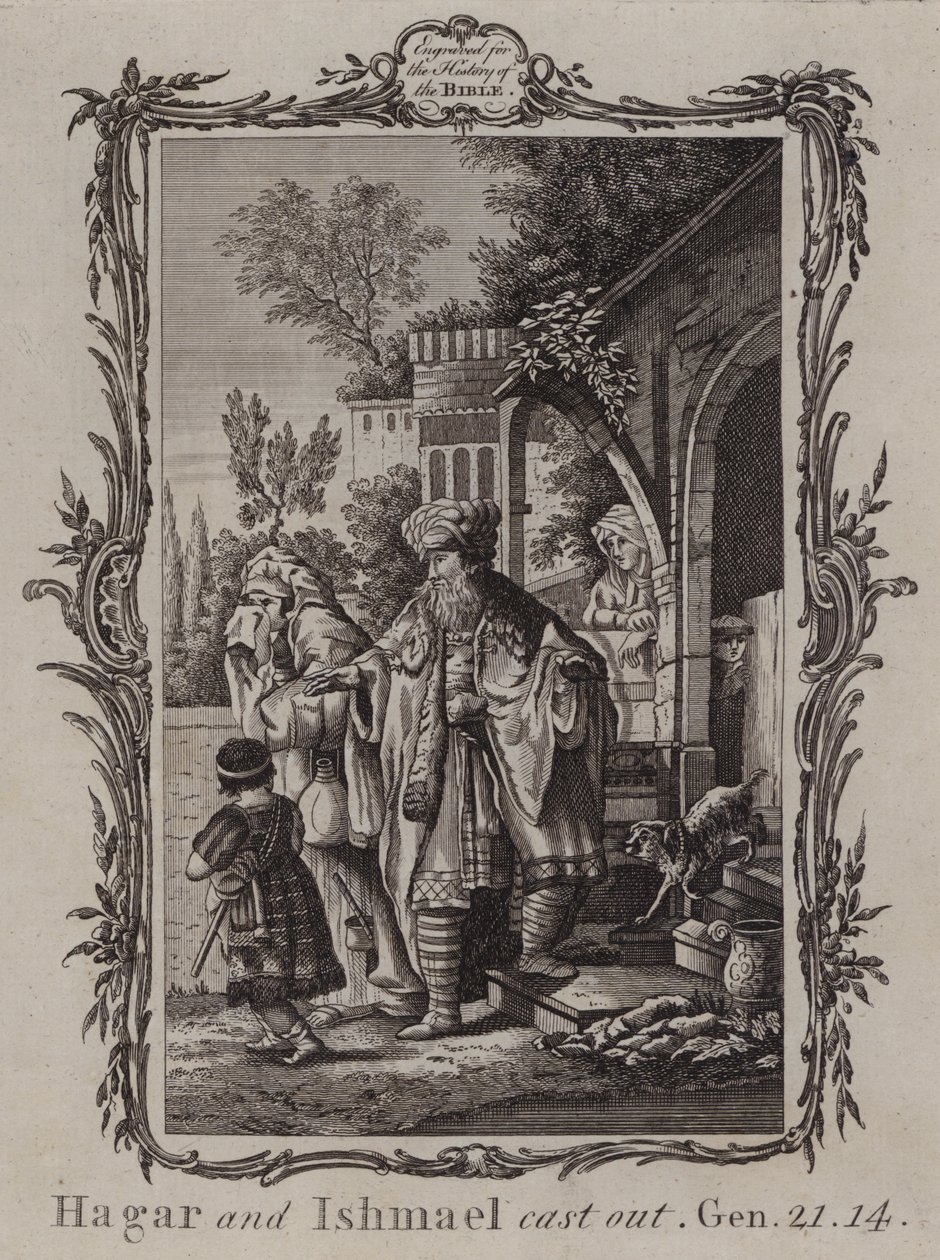 Hagar a Izmael vyhnáni (rytina) od English School