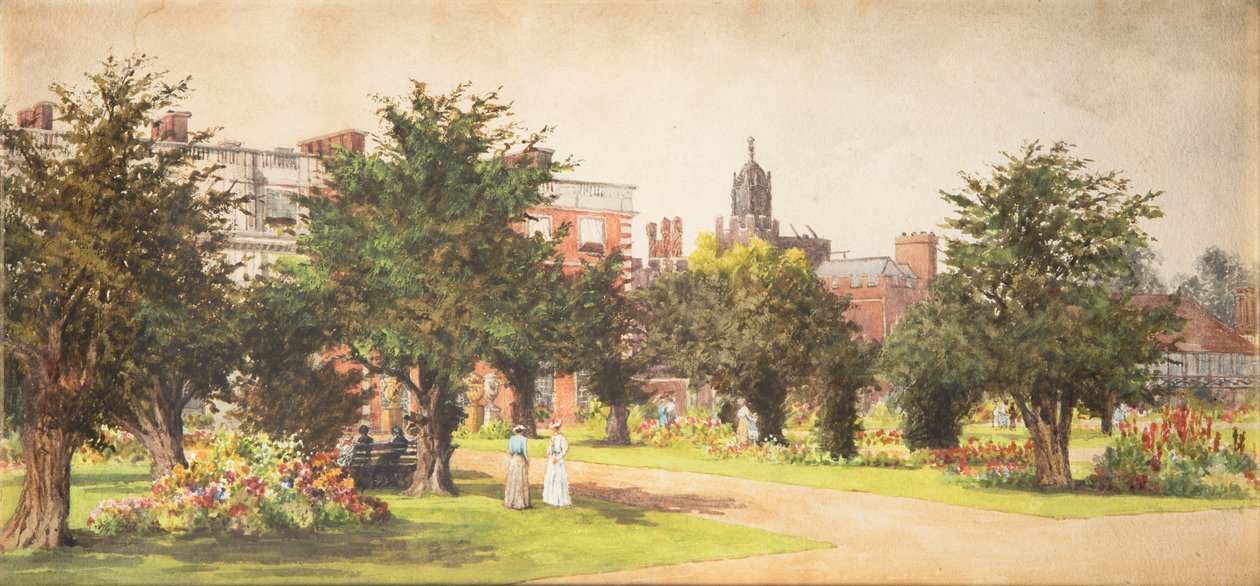Hampton Court Gardens, cca 1910 (akvarel na papíře) od English School