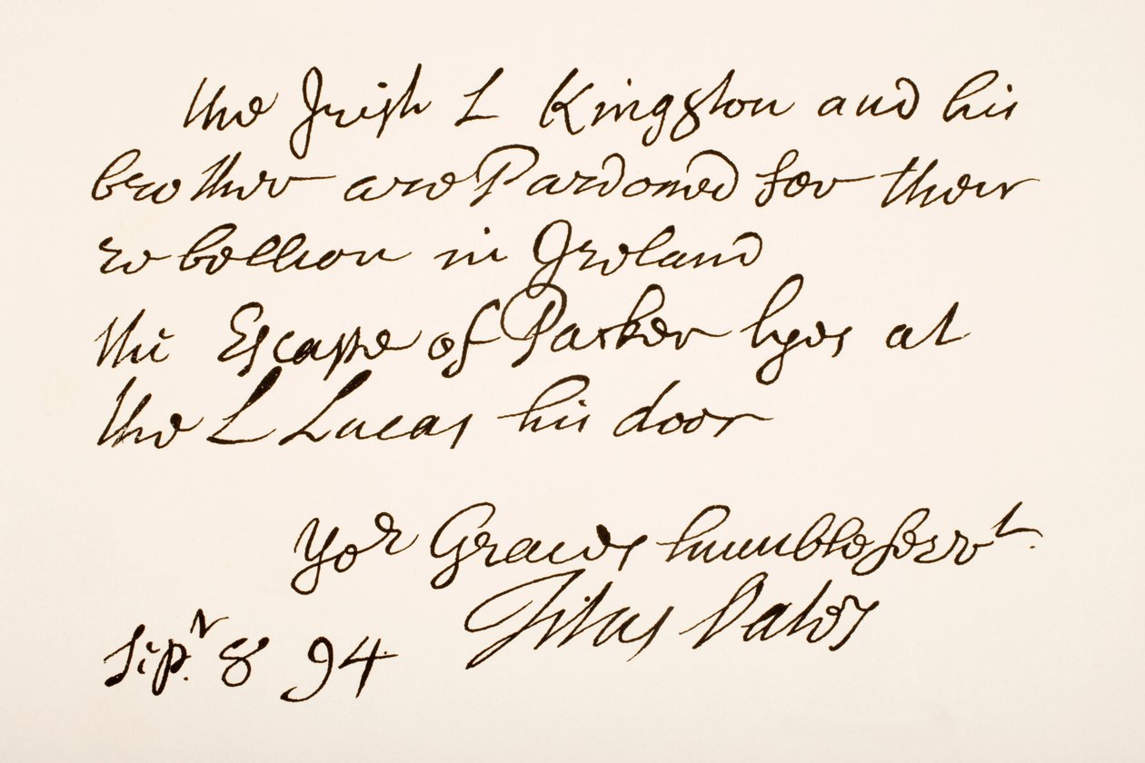 Rukopis a podpis Tita Oatese, 1694 od English School