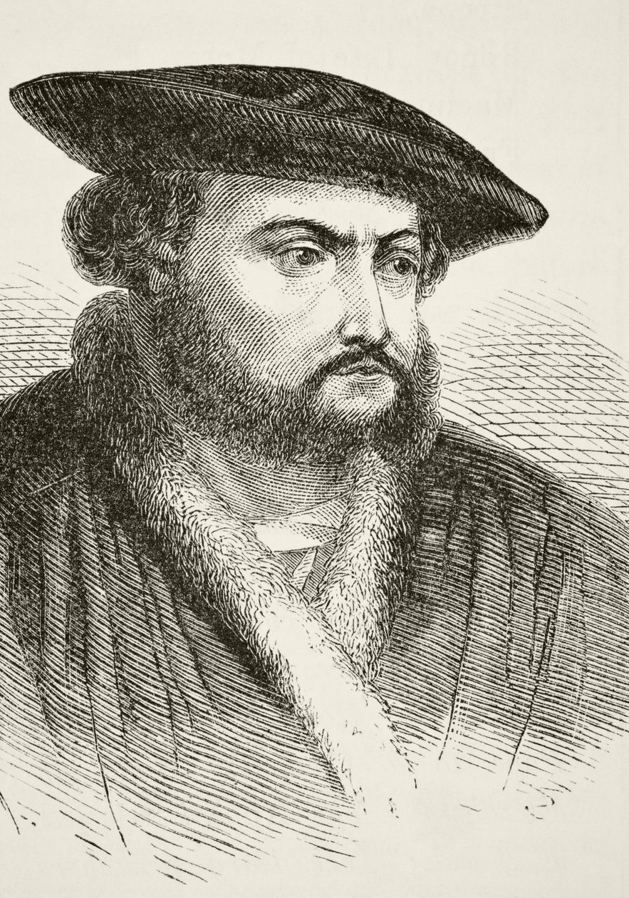 Hans Holbein mladší, z „Národních a domácích dějin Anglie“ od Williama Hickmana Smith Aubrey (1858-1916), vydáno v Londýně, kolem roku 1890 od English School