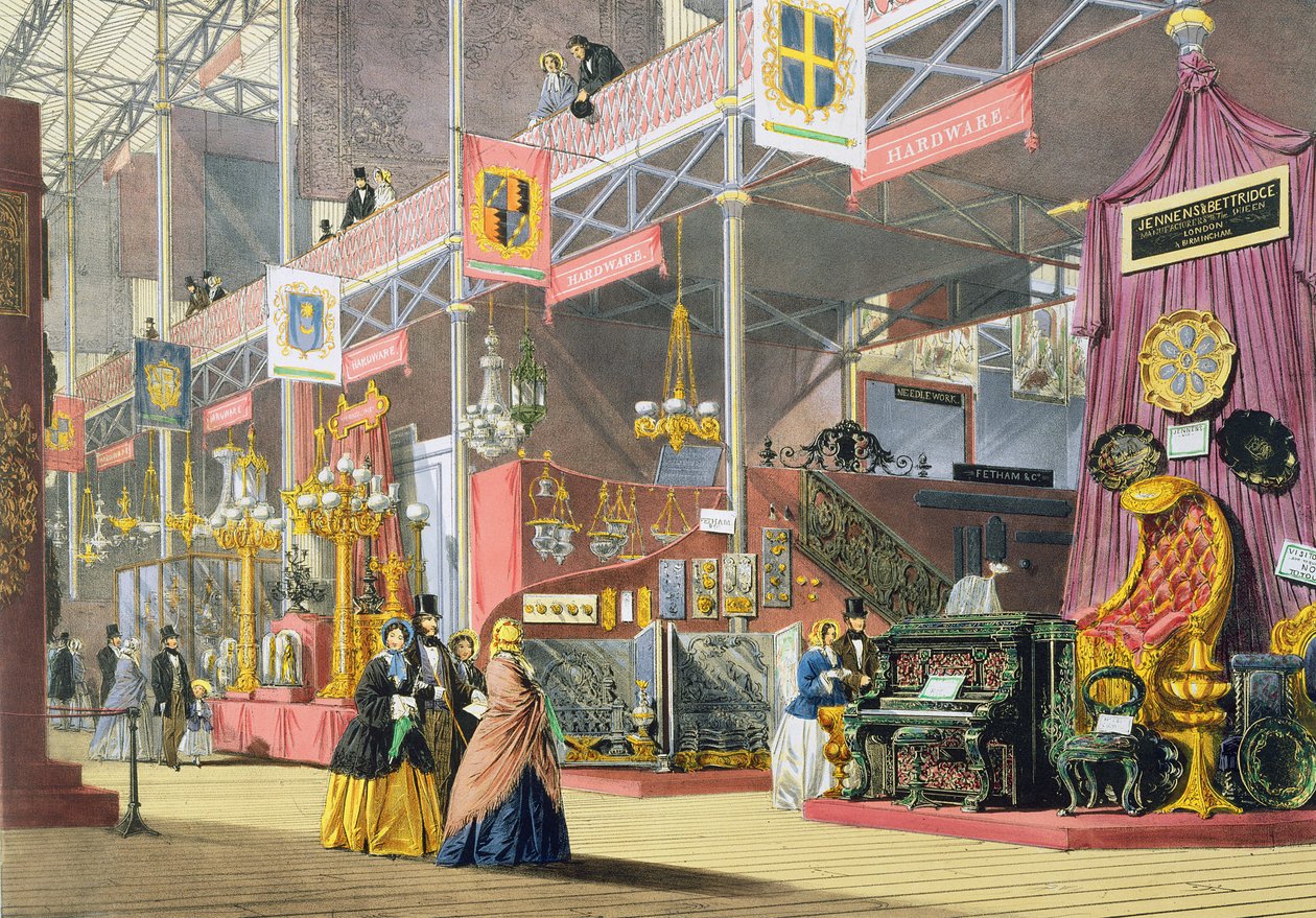Železářské a řezbářské stroje, na velké výstavě v roce 1851, od Dickinsons Comprehensive Pictures od English School
