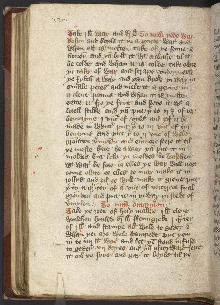 Harley MS 2378 Lékařské a kulinářské recepty, cca 1395 (inkoust na pergamenu) od English School