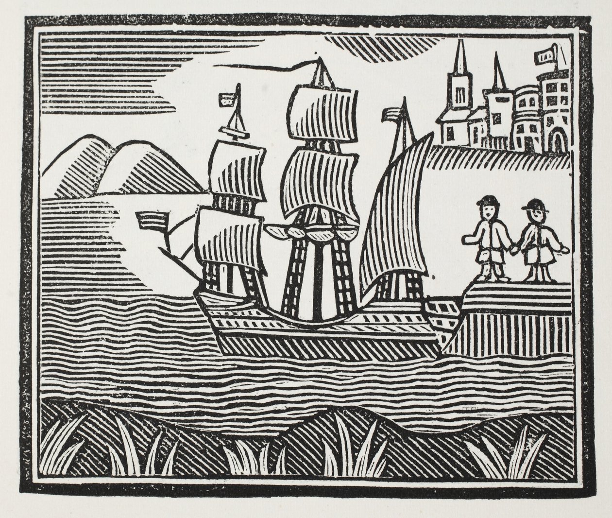 Vydává se na svou rušnou cestu, ilustrace z Chap-books of the Eighteenth Century od Johna Ashtona, hospoda. 1882 od English School