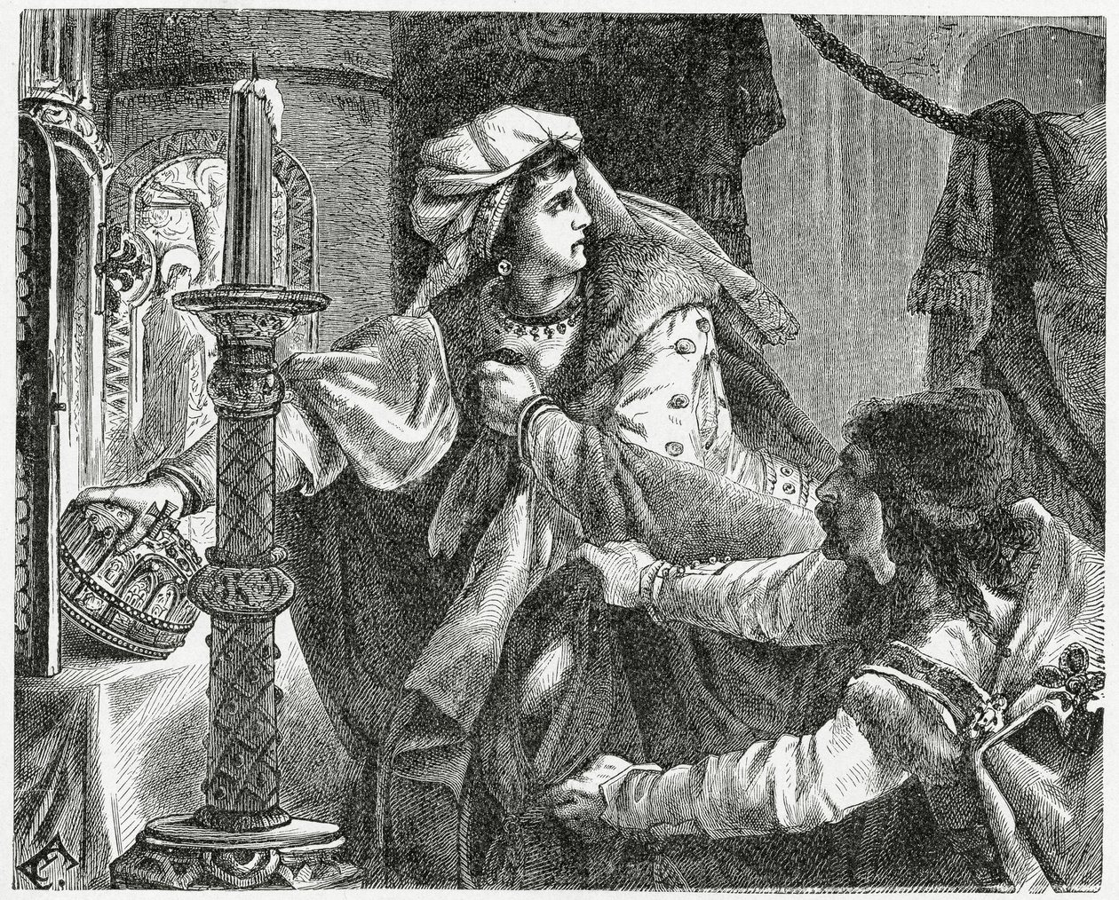 Helene Kottanerin ukradne korunu svatého Štěpána v roce 1440, 1882 od English School