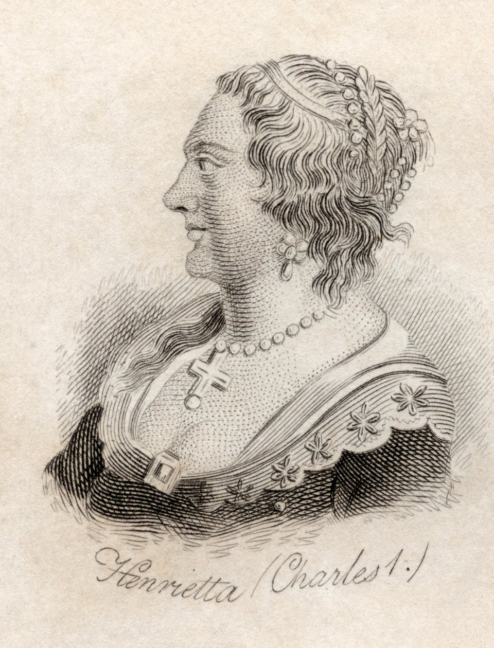 Henrietta Maria z Francie, z „Crabbova historického slovníku“, vydaného v roce 1825 od English School