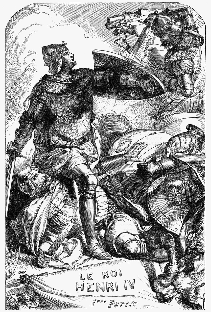 Jindřich IV. (Henry IV) – Ilustrace v „“ Works complete by William Shakespeare““ 1866 – Ilustrace a obecná forma tohoto vydání jsou vypůjčeny z Cassellova ilustrovaného Shakespeara, vydaného v Londýně od English School