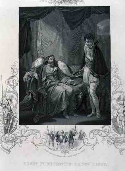 Henry IV kárání prince Jindřicha, od Jindřicha IV od Williama Shakespeara (1564-1616) (rytina) od English School
