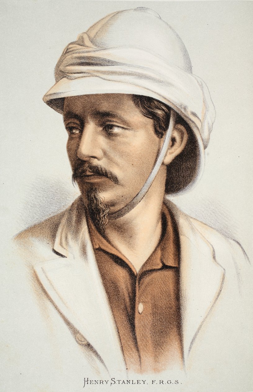 Henry Stanley FRGS, ilustrace z Obrazového vydání života a objevů Davida Livingstona od J. Ewinga Richieho, pub. od A. Fullarton & Co., 1876 od English School
