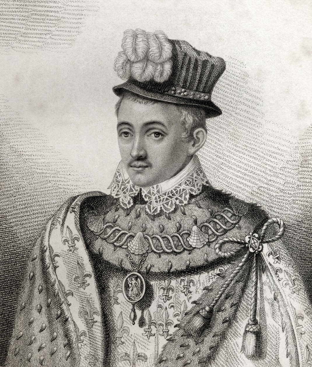 Henry Stewart, vyrytý Riversem, ilustrace z „Katalogu královských a vznešených autorů, svazek V“, vydaného v roce 1806 od English School