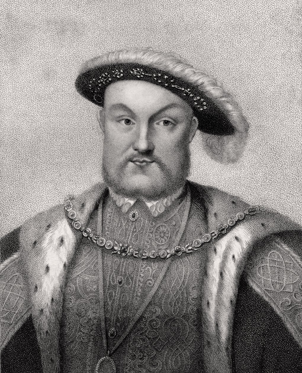 Jindřich VIII., vyrytý Bocquetem, z „Katalogu královských a vznešených autorů“, vydaný v roce 1806 od English School
