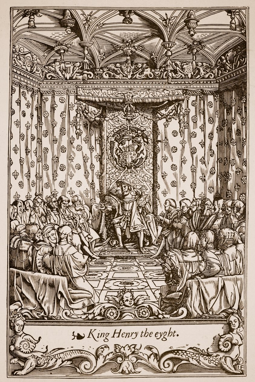 Jindřich VIII. v parlamentu (sépiová fotografie) od English School