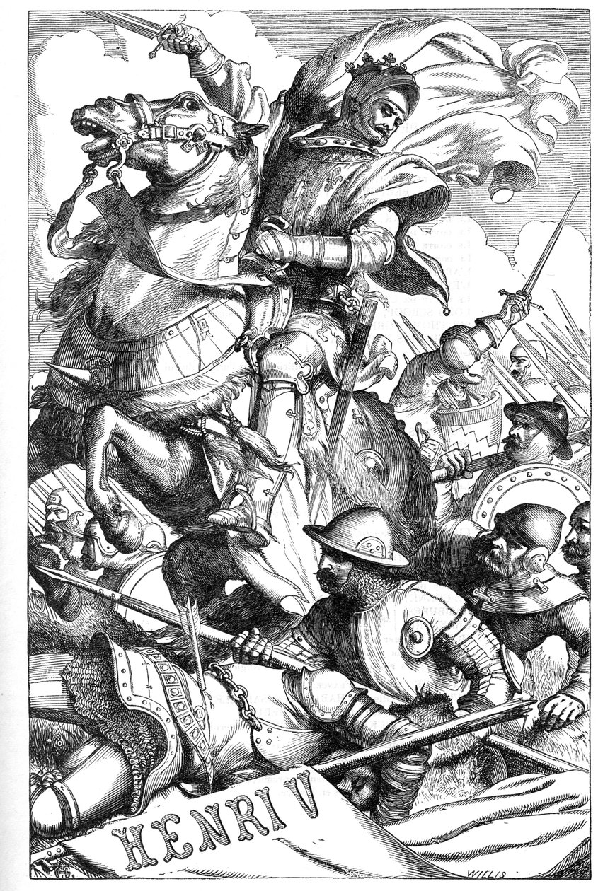 Henry V – (The Chronicle History of Henry the Fifth) – Ilustrace v „“ Completes de William Shakespeare““ 1866 – Ilustrace a obecná forma tohoto vydání jsou vypůjčeny z Cassellova ilustrovaného Shakespeara, vydaného v Londýně od English School