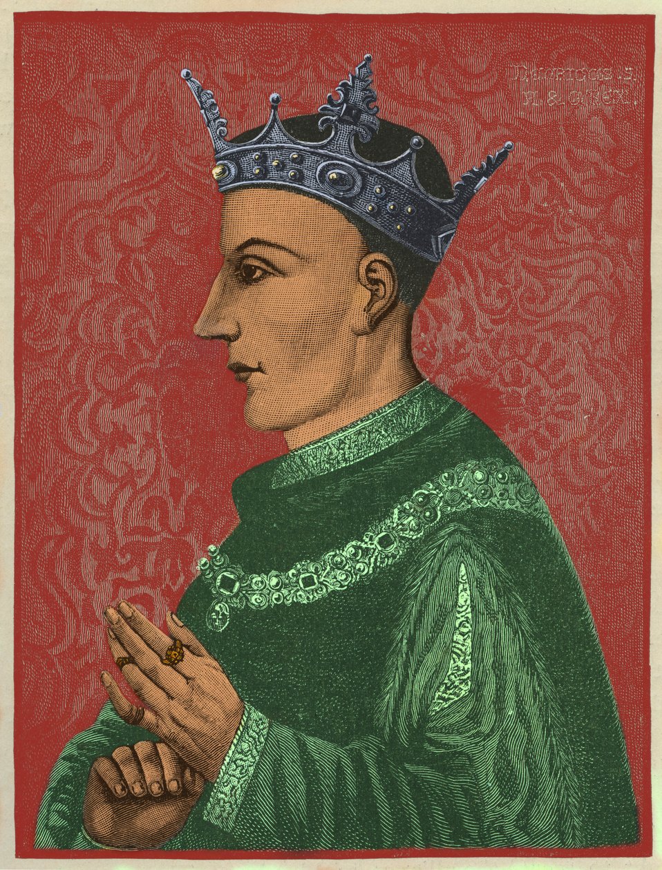 Jindřich V., anglický král, ilustrace z „Krátké historie anglického lidu, sv. II