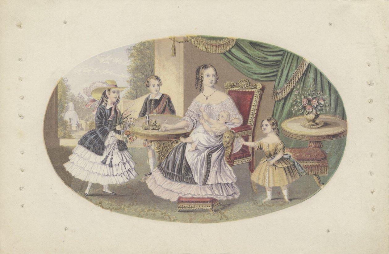 Její Veličenstvo královna Viktorie a rodina, kolem roku 1851 (akvatinta) od English School