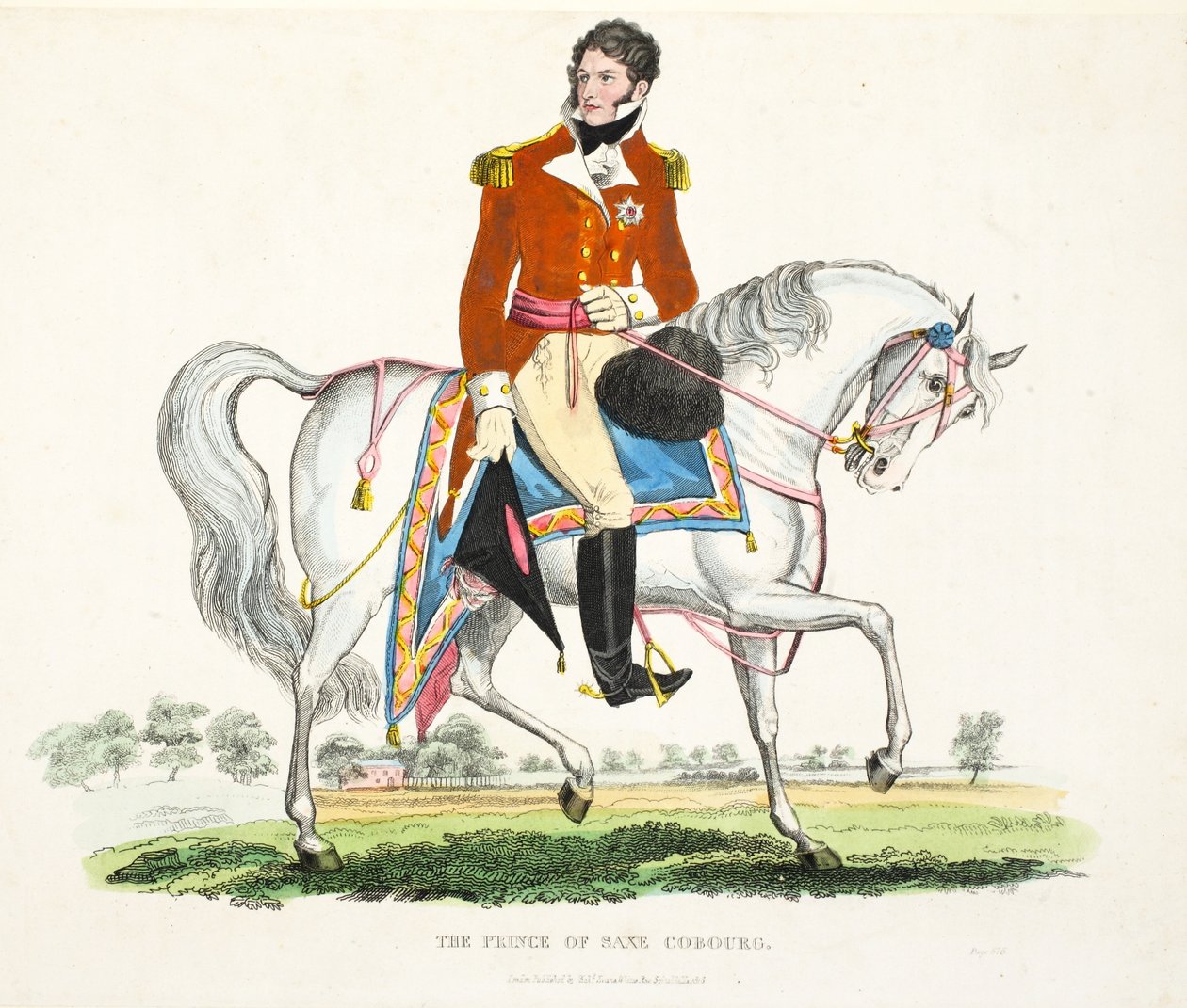 Jeho královská výsost, princ regent Velké Británie, hospoda. od Richarda Evanse, engr Romney, ilustrace z Historický popis bitvy u Waterloo od Williama Mudforda, 1816 (barevná rytina od English School