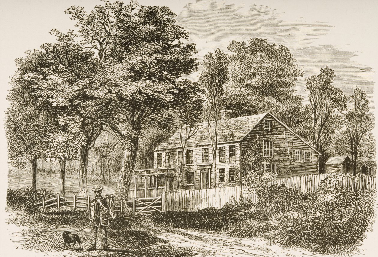 Domov historika Williama H. Prescotta, Pepperill, poblíž Bostonu, kolem roku 1870, z 