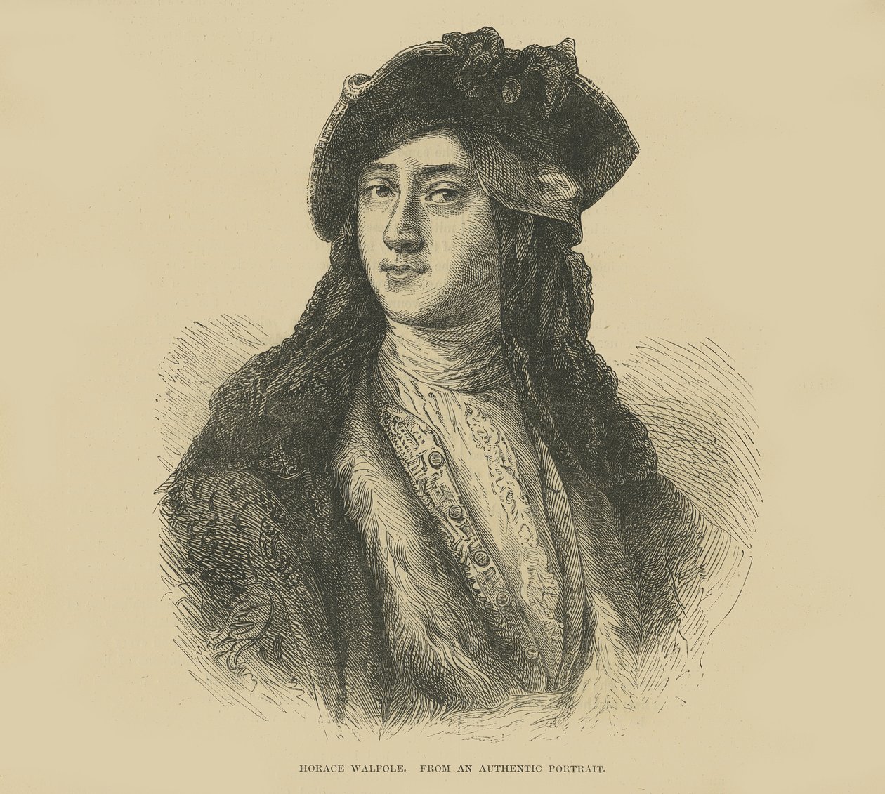 Horatio Walpole z autentického portrétu (rytina) od English School