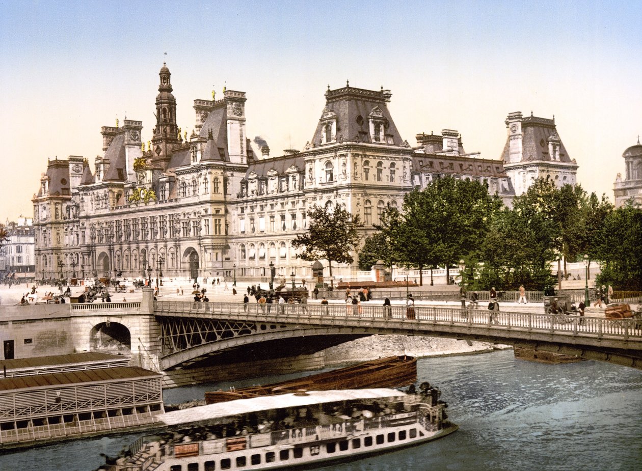 Hotel de Ville, Paříž (ručně kolorovaná fotografie) od English School