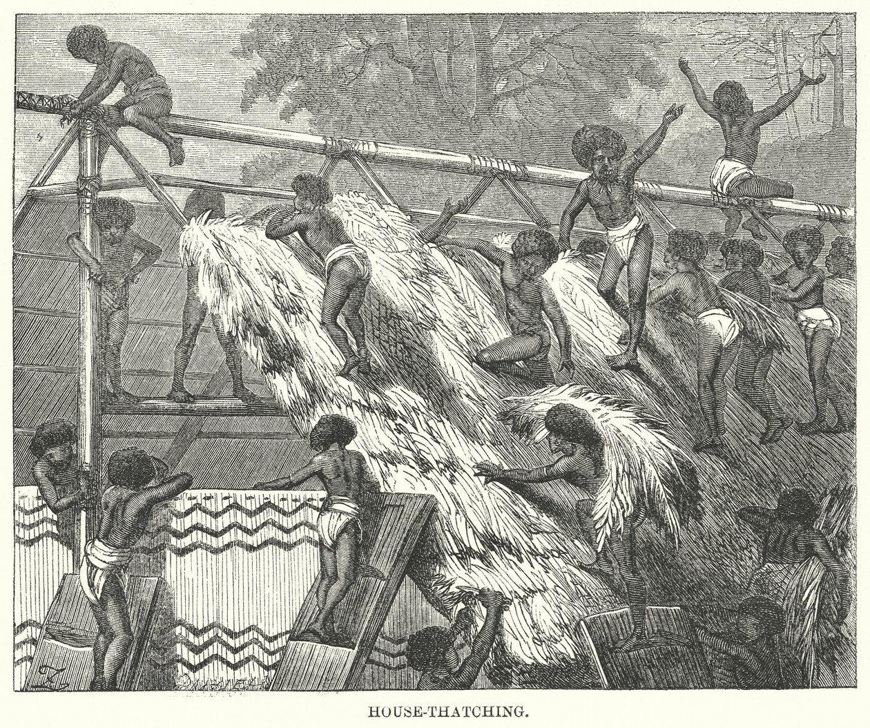 House-Thatching (rytina) od English School