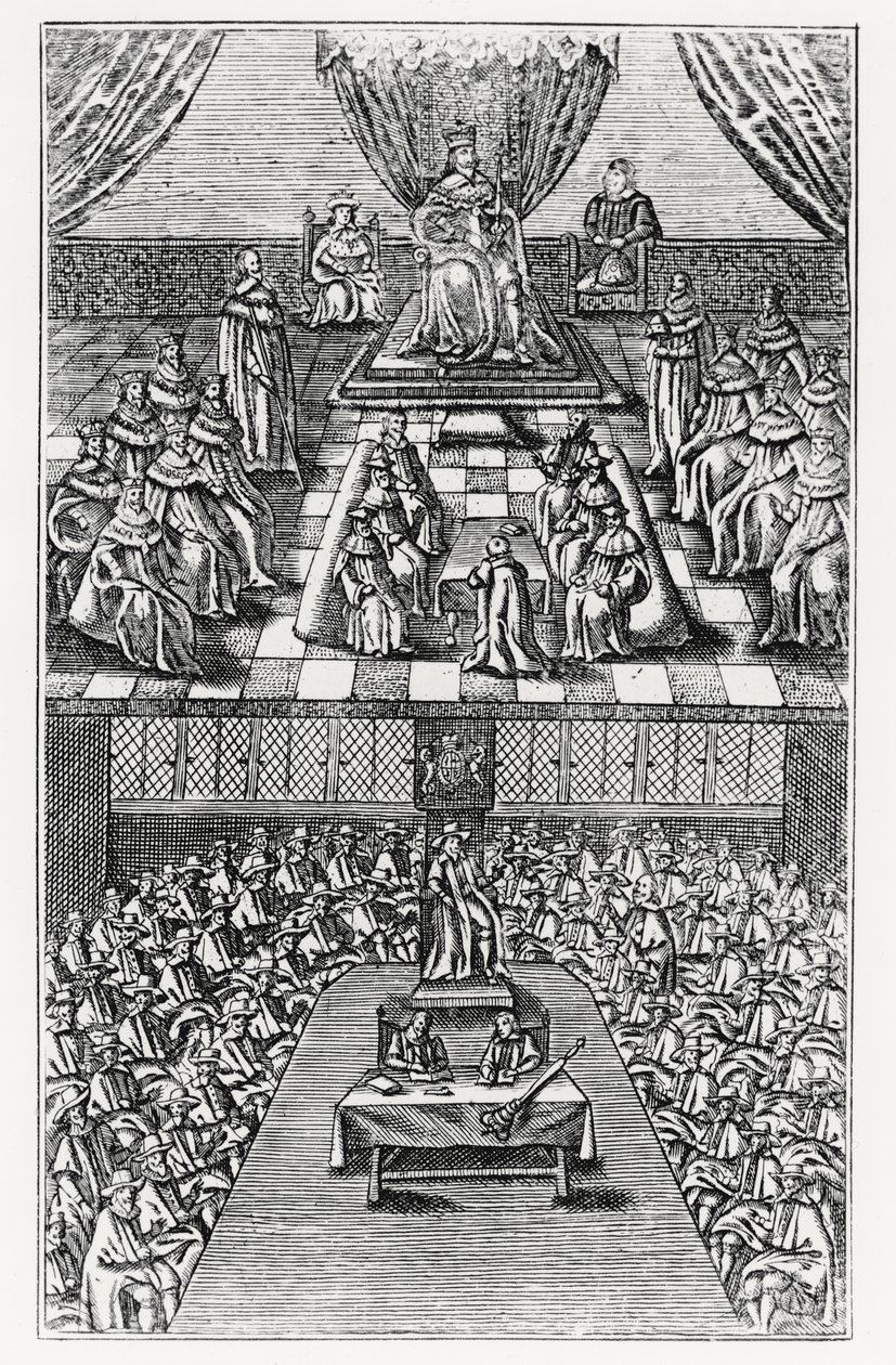 Sněmovny parlamentu v roce 1640 od English School