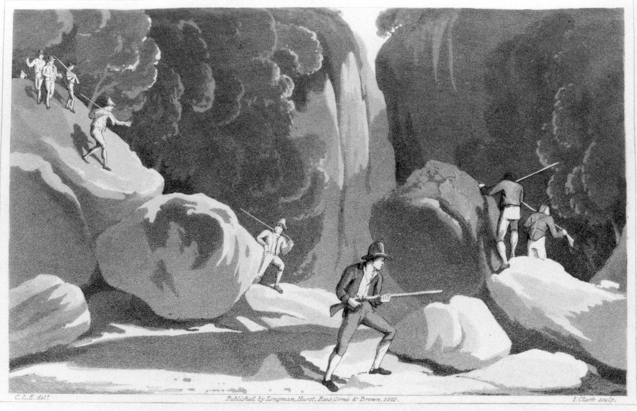 Lov banditů v Itálii, od tří měsíců strávených v horách východně od Říma v roce 1819 Maria Graham (1785-1842) 1820 od English School