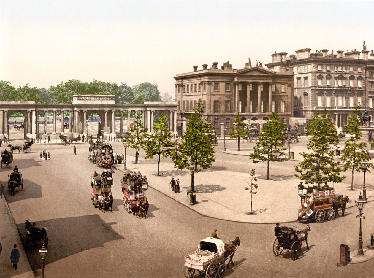 Hyde Park, Londýn (ručně kolorovaná fotografie) od English School