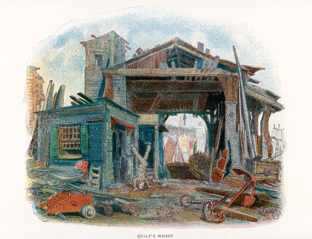 Ilustrace pro The Old Curiosity Shop (barevná litografie) od English School