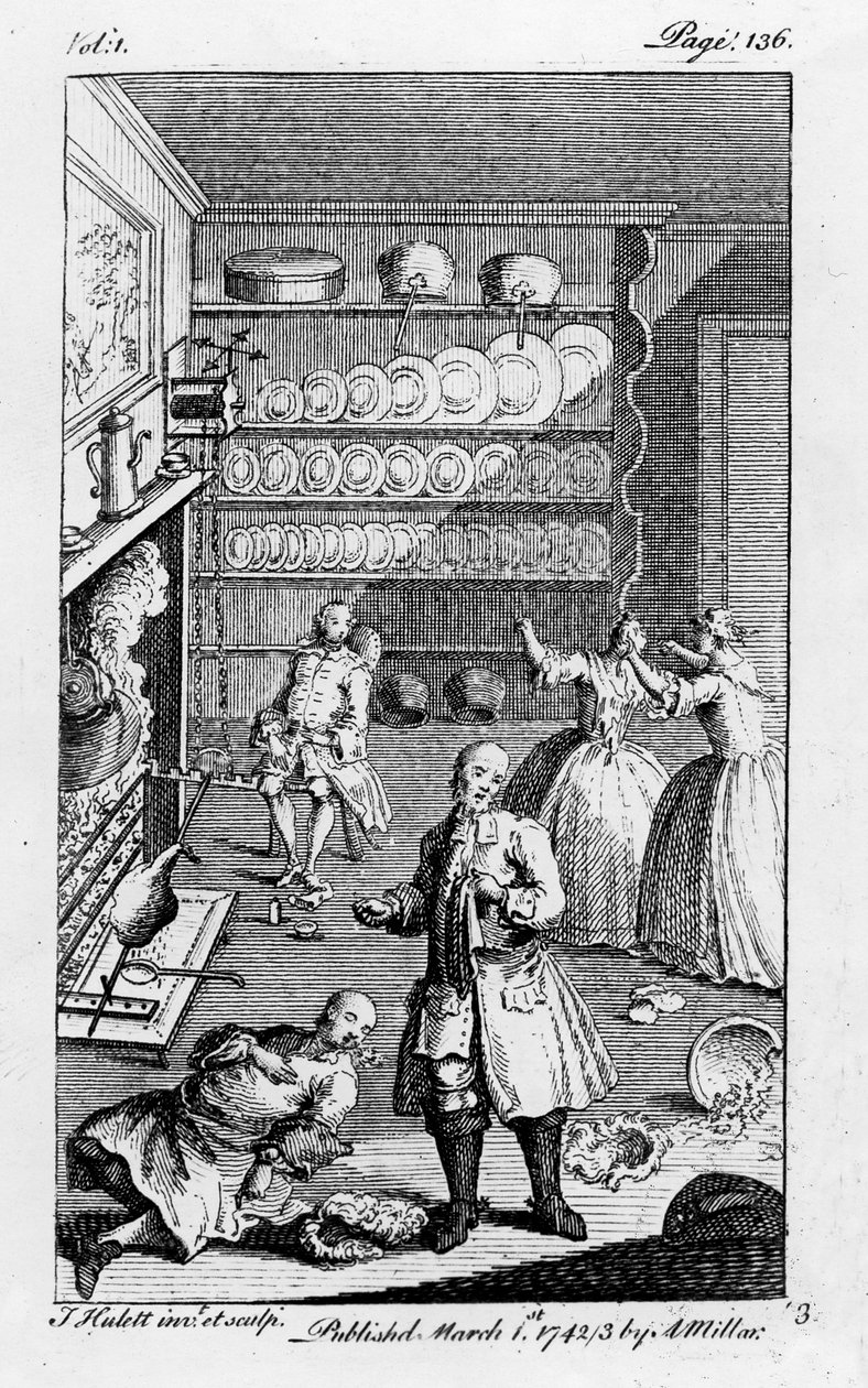 Ilustrace z „Historie dobrodružství Josepha Andrewse a jeho přítele pana Abrahama Adamse“ od Henryho Fieldinga, vydáno 1742 od English School