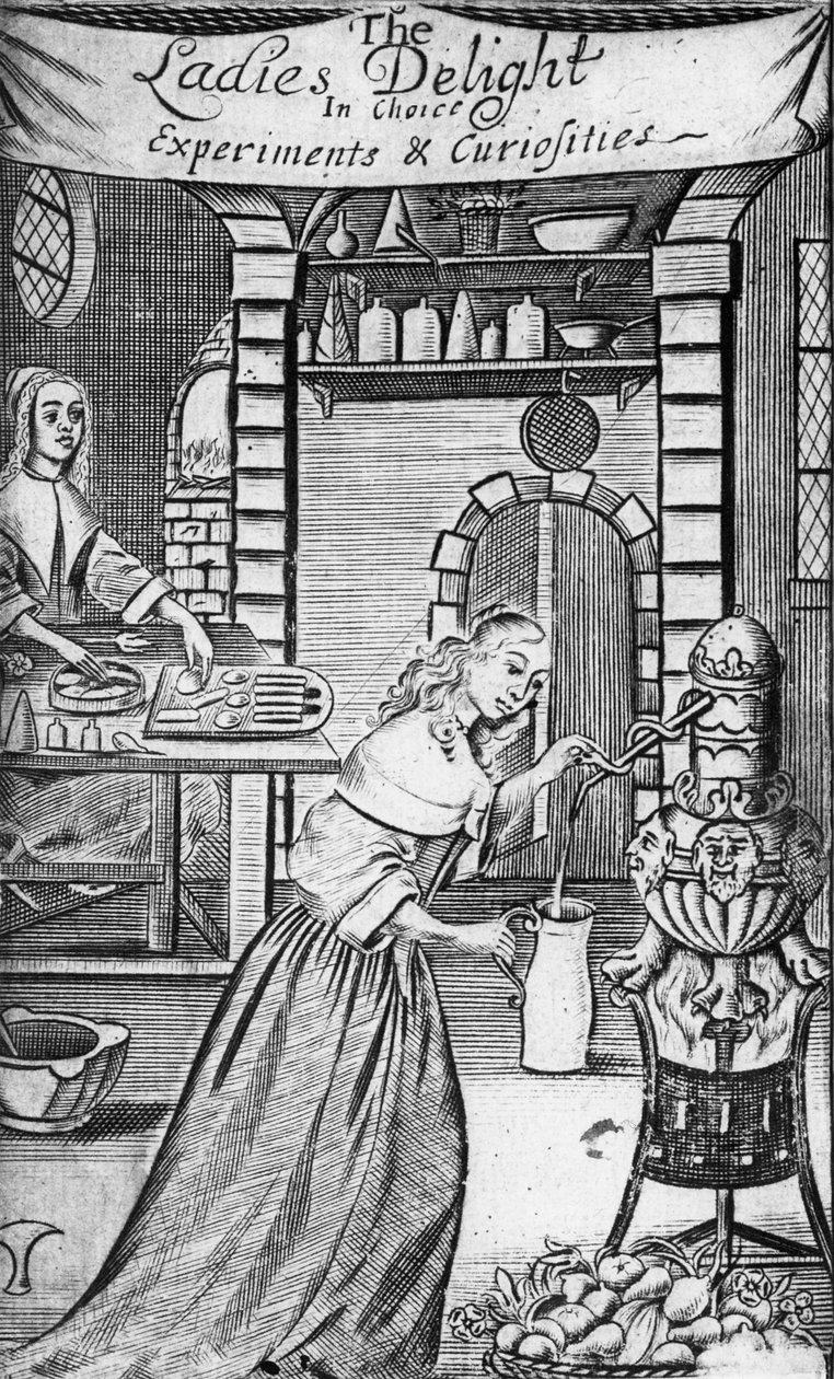 Ilustrace z knihy „The Ladies Delight in choice experiments and curiosities“ od Hannah Woolley, 1672 od English School